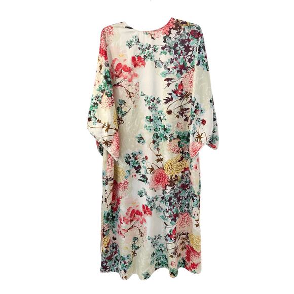 Natori Women’s Size 1X Floral Satin Kaftan Lounge Dress Kimono Resort Boho Chic - Picture 4 of 6